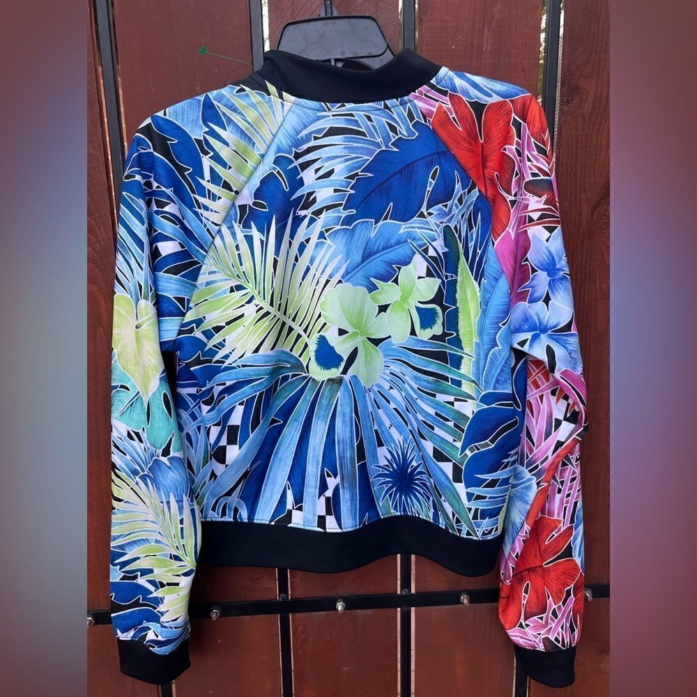 Nike Tropical Floral Print Athletic Bomber Jacket L - Picture 6 of 6